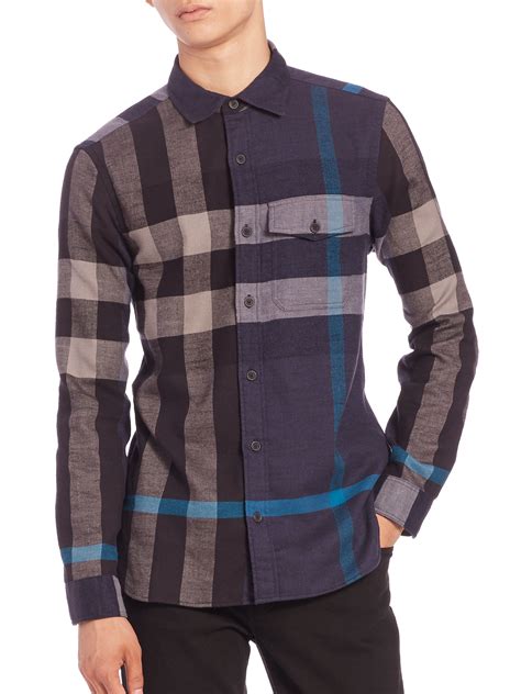 burberry flannel blue|Burberry Shirts for Men .